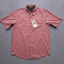 Wrangler ATG Button Up Shirt Mens Large Performance Utility Red Short Sleeve NEW