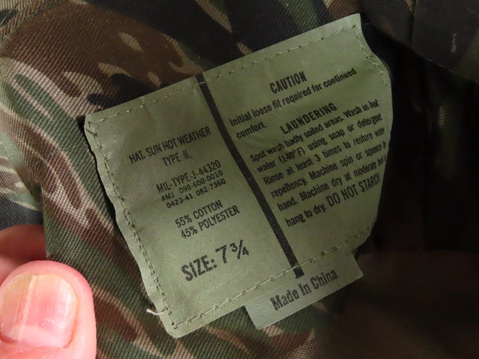ROTHCO Militar SOMBRERO DE SOL CLIMA CÁLIDO TIPO II Tigre Raya Boonie Correa para la barbilla 7-3/4 Foto 4 de 4
