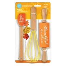 R&M International Festive Fall 3 Piece Mini Baking Set with Spatula, Rolling