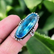 Blue Topaz Ring 925 Sterling Silver Ring Handmade Gemstone Ring Women's Ring
