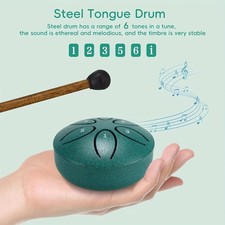 3" Steel Tongue Drum 6-Tone - Portable Percussion Instrument for Yoga  Zen