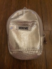 Mini Me Backpack Keychain Silvertone Shiny Zipper Bag Keyring Pocket Purse Gift