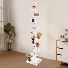 White 9-tier Rotating Bookshelf Floor Standing Vertical Display Shelf Organizer White 9-tier Rotating Bookshelf Floor Standing Vertical Display Shelf Organizer