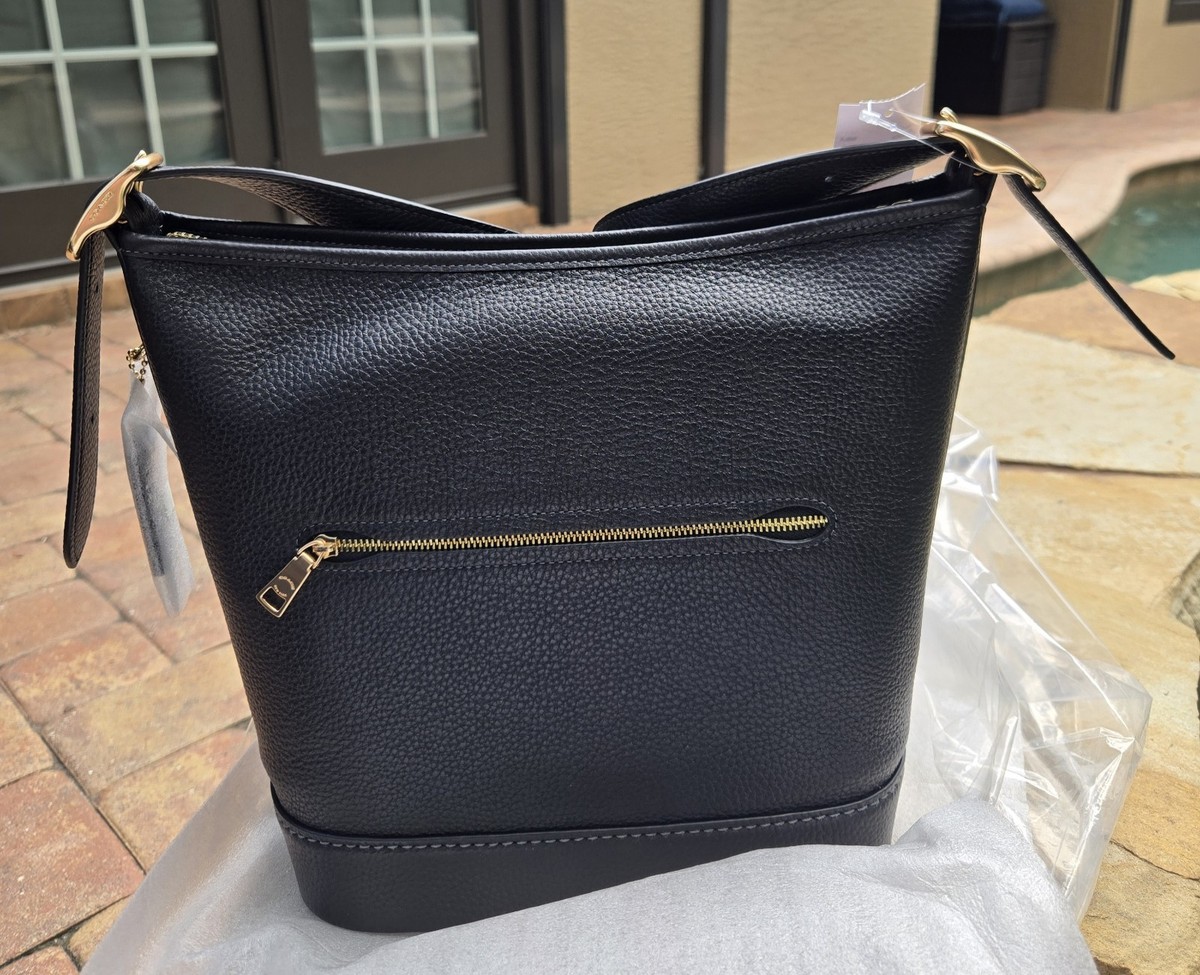 AUTHENTIC COACH Jude Leather Duffle Bag Black/Gold Crossbody CBH18