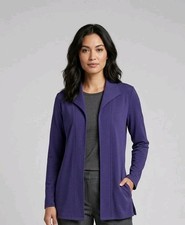 Susan Graver Style Women's Size Medium Purple Open Front Long Sleeve Blazer