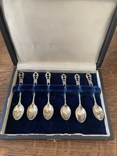 Antique   Six Silver  Coffee Spoons Boxed