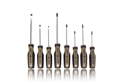 Tools 8-Piece Screwdriver Set, Phillips, Slotted, Square, Magentic Tip, Cr-Mo...