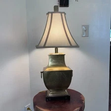 Vintage Fredrick Cooper Brass Table Lamp Urn Form With Double Happiness Finial