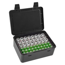 Battery Storage Organizer Holder Holds 54 AA AAA Batteries, Box Cases Black