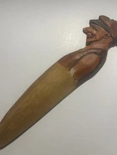 Anri VTG RARER Hand Carved Painted 7” Wood Man Letter Opener Italy Folk Art