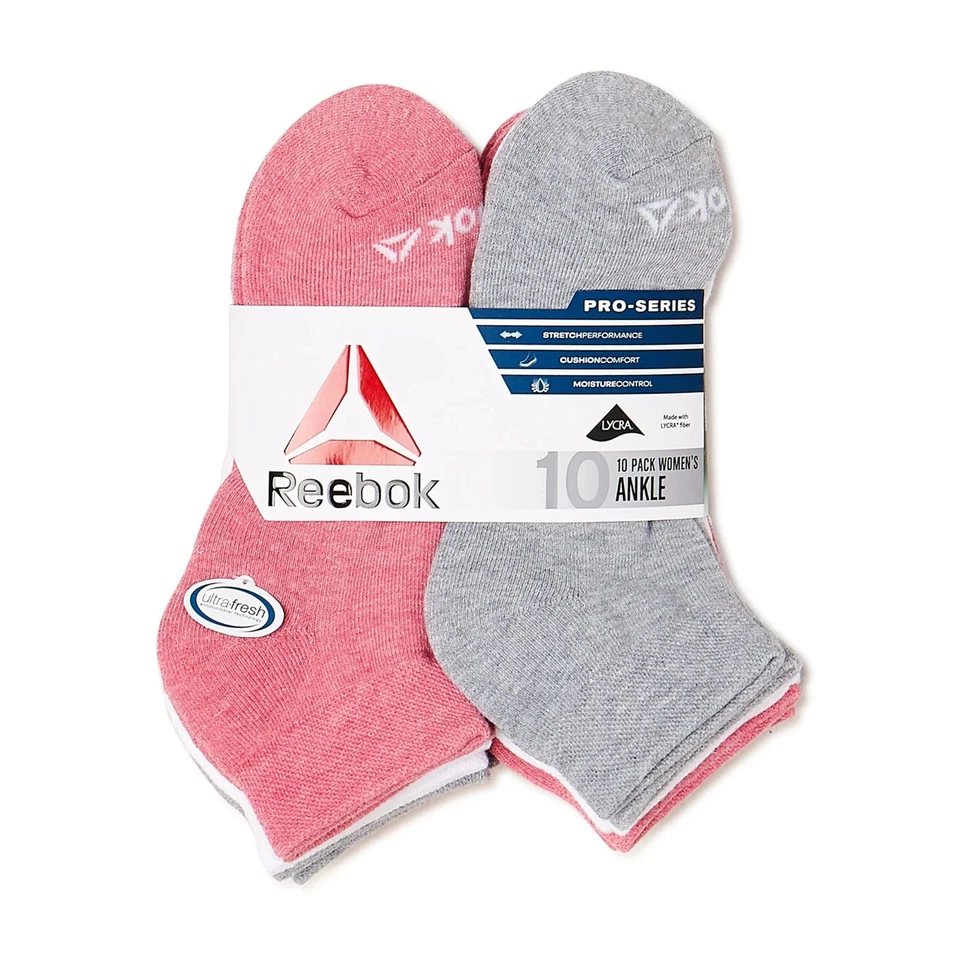 Meias femininas Reebok® Pro Series almofada tornozelo, pacote com 10 NOVAS!!! - Imagem 2 de 4