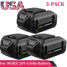 3-PACK For WORX 20V 6.0AH MAX Extend Lithium-Ion Battery WA3525 WA3575 WA3520