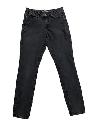 Revolt Jeans Womens 10 Black Skinny Leg Denim Embroidered Pockets Stretch