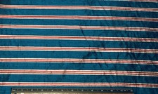Teal/Red/White Dupioni Stripes 100 Silk Fabric 44" Wide, By The Yard SD-614B