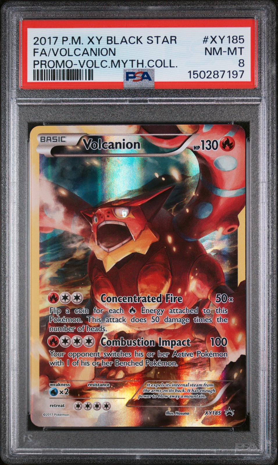 2017 POKEMON XY BLACK STAR PROMO #XY185 FULL ART/VOLCANION PSA 8