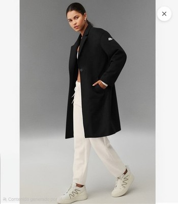 alo VIP Blazer Trench Women's L Black Long One Button Lined Yoga Jacket