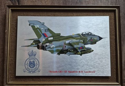 Seltenes RAF XV Sqn Panavia Tornado GR1 montiert Deko Metallbild 