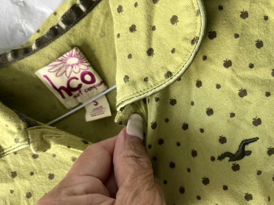 CAMISA POLO HOLLISTER CON LOGO GAVIOTA VERDE ALGODÓN PLOKA PUNTOS PREPPY TOP S NUEVA Foto 3 de 4