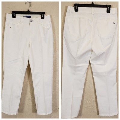 Democracy Ab Solution Womens Jeans 10 White Stretch Elastic Pockets Denim Casual