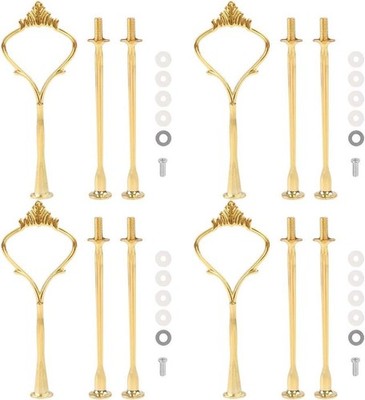 4 Sets of 3 Tier Cake Stand Hardware, 2 Styles Golden Tiered Fruit Dessert Servi