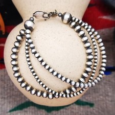 Navajo Three-Strand Sterling Silver Pearl Bracelet with Lobster Clasp