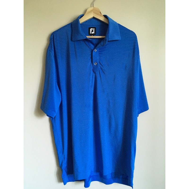 FootJoy ProDry Mens Blue Micro Stripe Short Sleeve Golf Polo Shirt Size Large