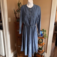 Women’s Small Tall Chambray Dress Midi Maxi Cowgirl Western Flowy Boho