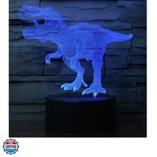 Dinosaur Night Light for Kids T-Rex 3D Illusion Table Lamp 7 Colors Gradual C...