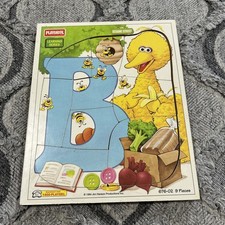 Vintage 1994 Playskool Sesame Street Big Bird Bee Wooden 9 Piece Puzzle