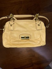 Coach Beige Zip Satchel Top Handle Bag Gold Hardware Lined, Detachable Strap