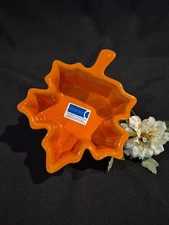 Chantal Orange Leaf-Shaped Baking Dish Ramekin ~ 12 Oz. NEW