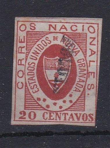 COLOMBIA - Grenada (23LAr74) SG 14 - 1861 - 20c Red-touching 1 point-Town cancel