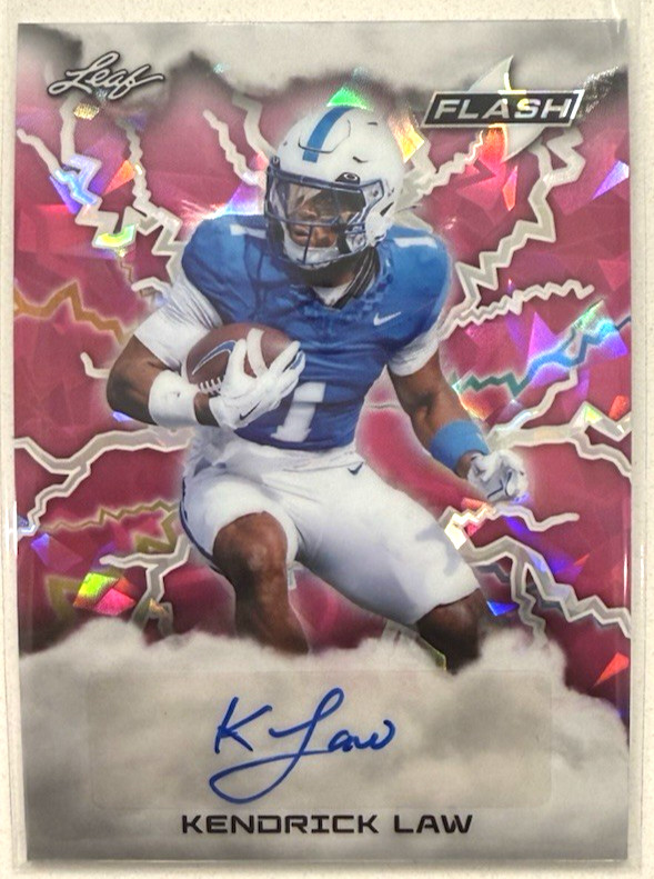 2025 Leaf Eclectic Football Flash Pink Crystal Auto 1/1 Kendrick Law #FBA-KL1