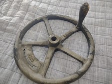 UNIQUE Antique Industrial 12" Cast Iron 5 Spoke Hand Wheel USA Made Wood Handle