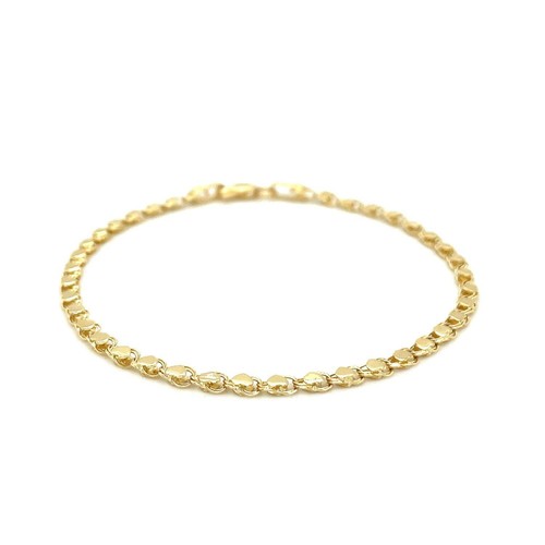 14k Yellow Gold Heart Bracelet (3.00 mm) - Picture 2 of 5