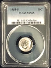 LOT #U 105   1955-S ROOSEVELT DIME   PCGS  MS65