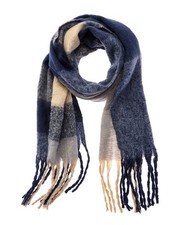 La Fiorentina Fringe Plush Scarf Women's Blue
