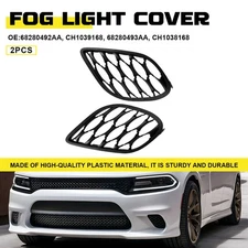 Front Bumper Fog Light Cover Grilles Set Of Two For 2015-25 Dodge Charger Black