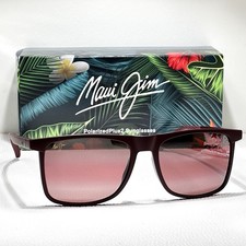 NEW MAUI JIM MAKAMAE MJ619-03 Matte Red/ Rose Polarized Sunglasses