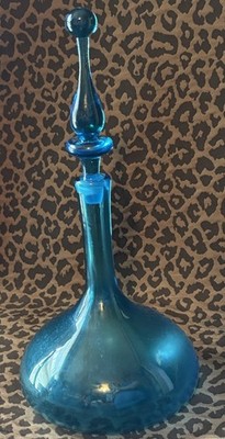 Vintage blenko 6516 Blue Decanter NOS