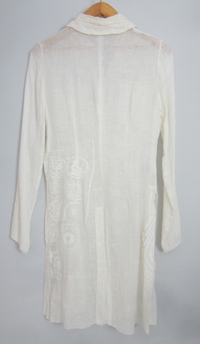 Cardigan lungo Pianura Studio donna M avorio panna lino made italy dipinto a mano - Foto 12 di 17