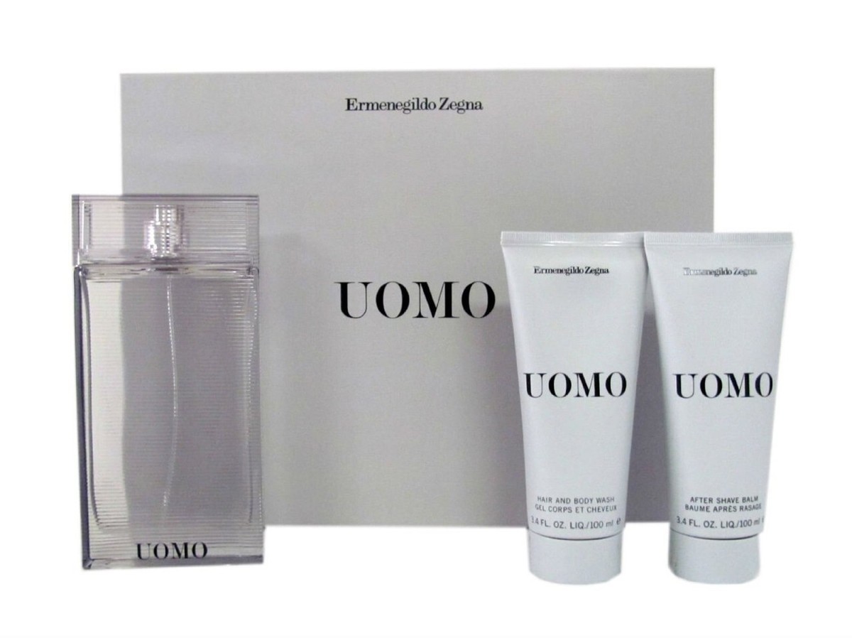 Uomo byErmenegildo Zegna 3pc Set 3.4oz EDT, 3.4oz Body Wash, FREE
