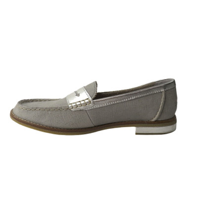 New Sperry Seaport Penny Plushwave Leather Loafers in GREY Women s Shoes eBay