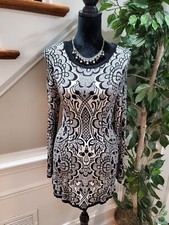 Style & Co. Gray Rayon Round Neck Long Sleeve Knee Length Sweater Dress Size M