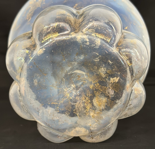 VICTORIAN OPALESCENT MELON VASE WITH GOLD - Picture 6 of 6