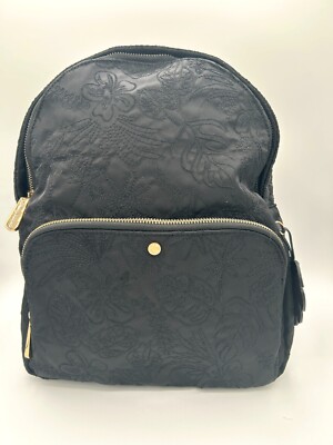 Tommy Bahama Women Floral Embroidery Backpack-Black Gold