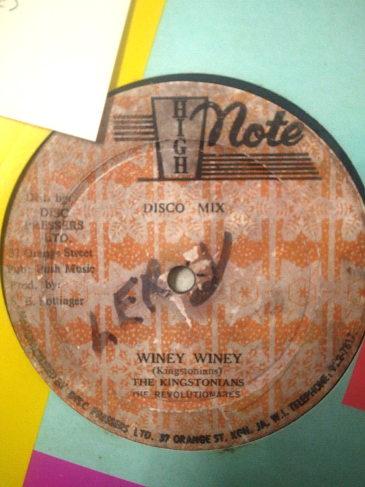 The Kingstonians – Winey Winey - 12" Vinyl Single