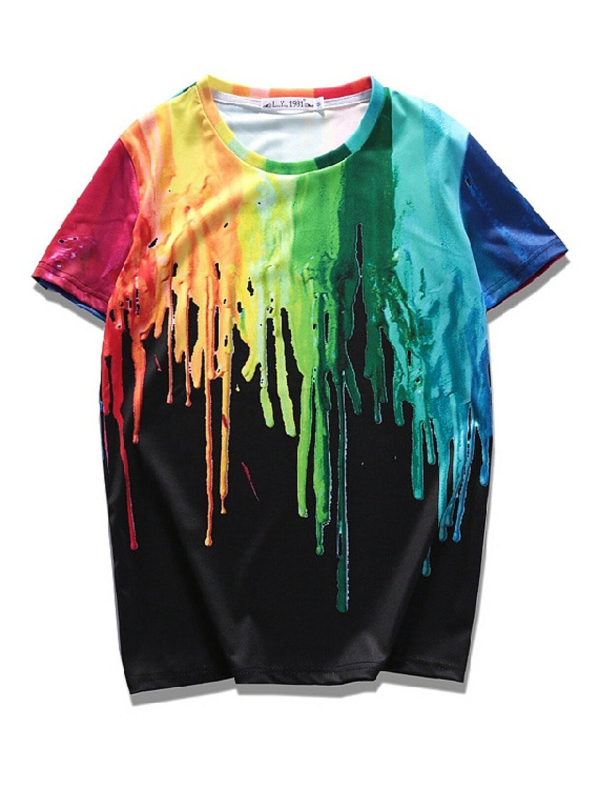 Paint Dripping TShirt Black 3D Printed Graffiti Festival Cool Trippy