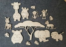 Wooden MDF Safari theme wild animals shapes craft Embellishments 