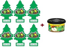 Combo 6 Little Trees  1 Fiber can Air Freshener Green Apple Scent Home Car